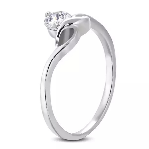 Eljegyzési gyűrű - kerek, átlátszó cirkónia, hullámos vonalak - Nagyság_ 58