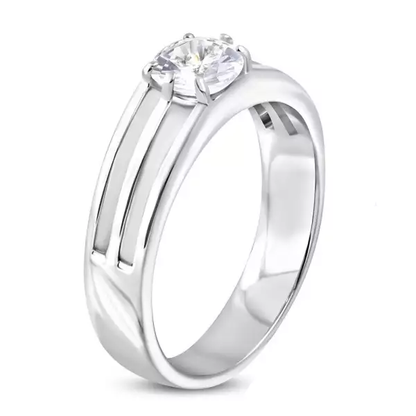 Gyűrű sebészeti acélból - három karika középen cirkónia - Nagyság_ 50