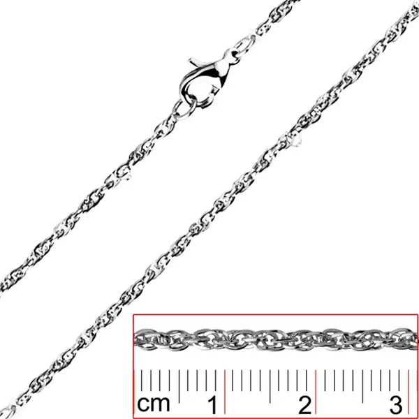 Lánc nemesacélból - csavart, sűrűn összekapcsolt ovális szemek - Vastagság_ 2 mm