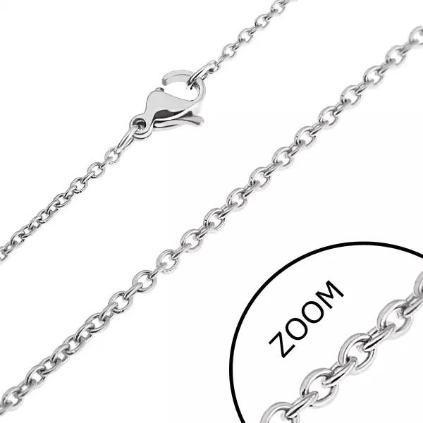 Nyaklánc acélból - keresztbe kapcsolt kerek láncszemek - Méret: 2,3 x 460 mm
