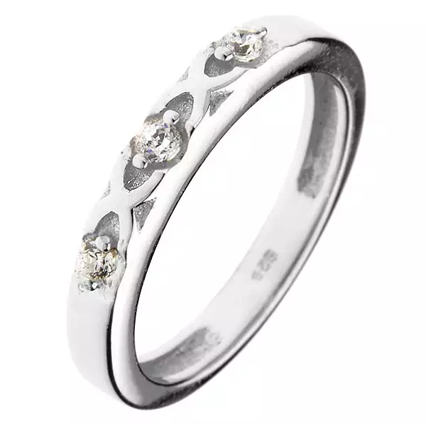 925 ezüst gyűrű - keresztezett vonalak, három cirkónia - Nagyság_ 53