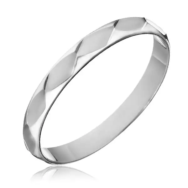 Gyűrű 925  ezüstből- fényes rombusz csiszolások - Nagyság_ 50