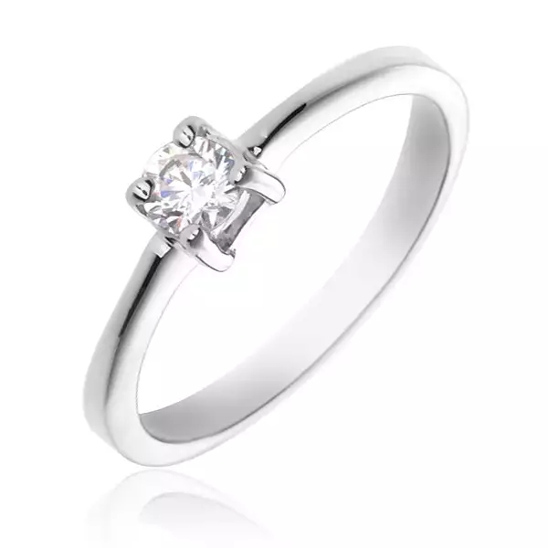 Gyűrű 925 ezüstből - kerek tiszta kő, négypálcás fogat - Nagyság_ 59