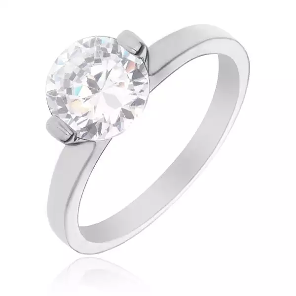 Gyűrű ezüstből - kerek tiszta cirkonkő kettős fogatban - Nagyság_ 55