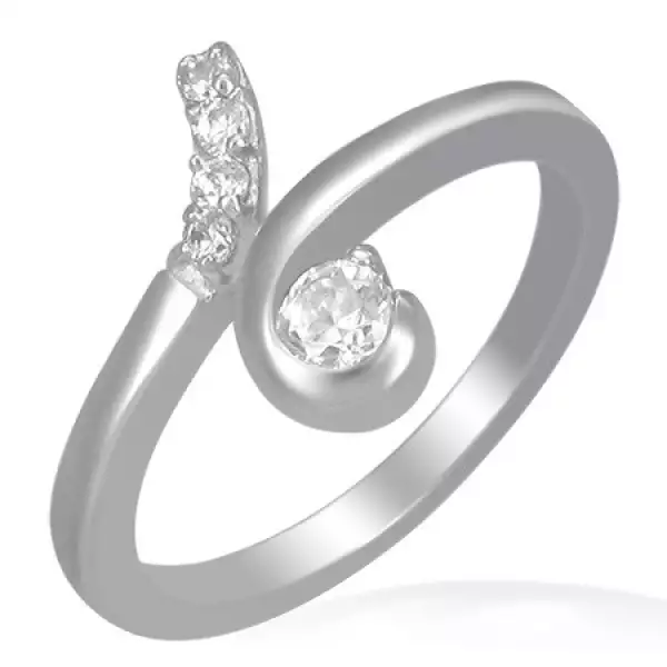 Gyűrű acélból - hurok kerek tiszta cirkonkövekkel - Nagyság_ 49