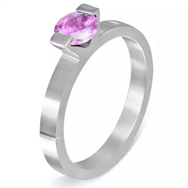 Acél gyűrű - rózsaszín 