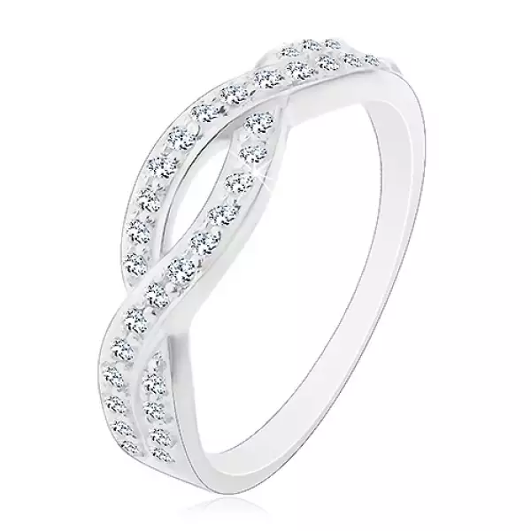 Gyűrű 925 ezüstből - fonott minta tiszta kövekkel - Nagyság_ 53