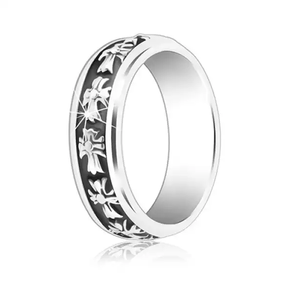 Gyűrű 925 ezüstből - keresztek, antikolt - Nagyság_ 50