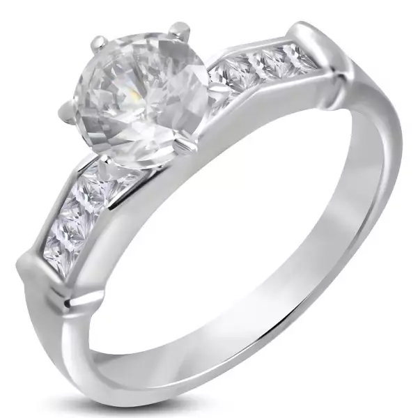 Gyűrű acélból - kiemelkedő tiszta cirkónia - Nagyság_ 59