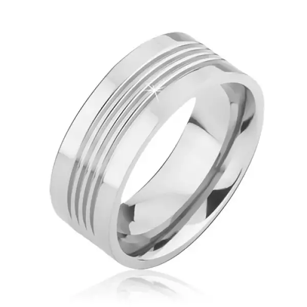 Fényes titán gyűrű négy vízszintes bevágással - Nagyság_ 60
