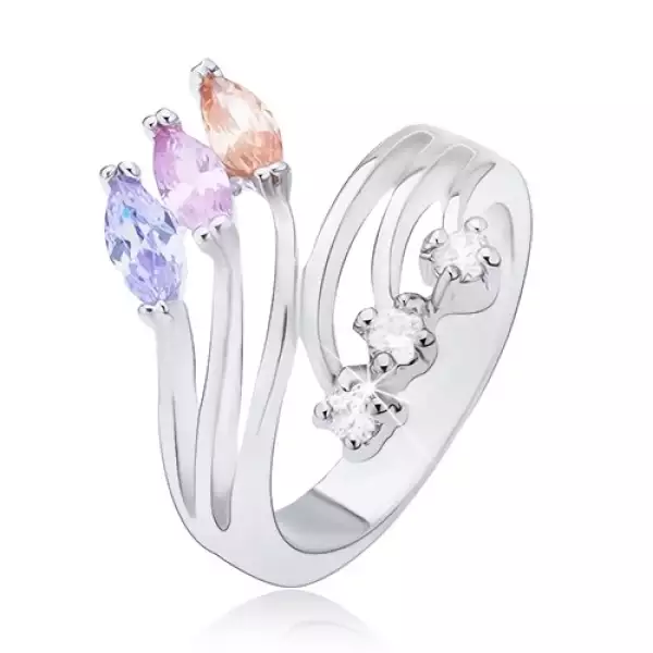 Gyűrű szétágazó szárakkal és cirkóniás befejezéssel - Nagyság_ 56