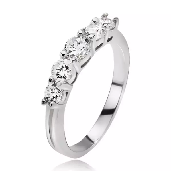 Gyűrű 925 ezüstből - öt átlátszó kerek csillogó cirkónia - Nagyság_ 68