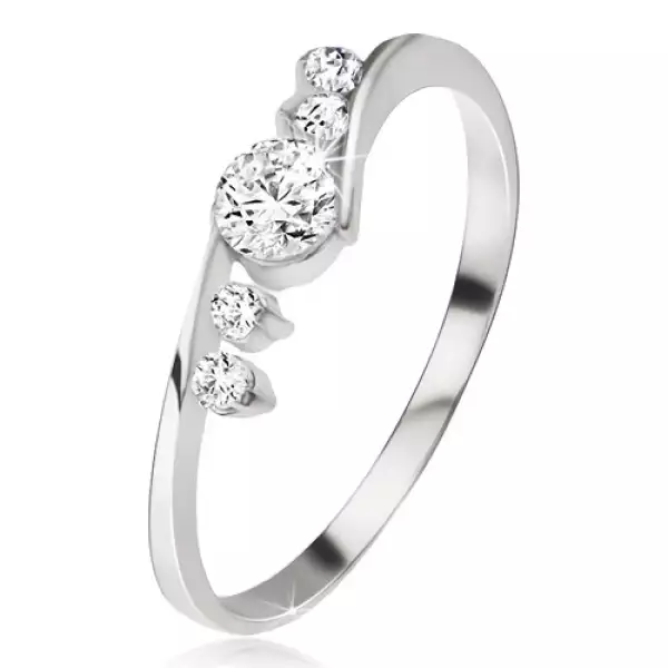 Ezüst gyűrű, átlátszó cirkónia, két kő a szárak mellett - Nagyság_ 59