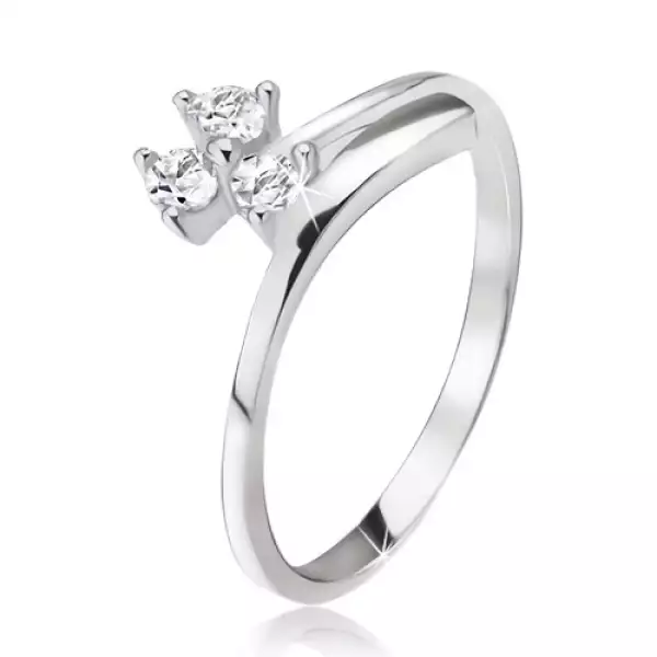 Ezüst gyűrű 925, három kerek cirkónia, ívelt szár - Nagyság_ 55