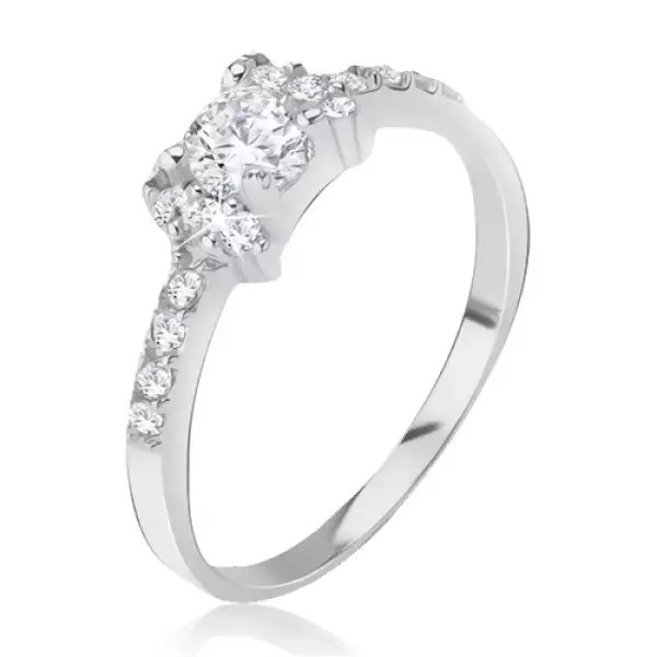 Ezüst gyűrű - kirakott masni, csillogó átlátszó cirkóniák - Nagyság_ 63