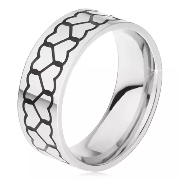 Gyűrű 316L acélból, két szívkörvonal sáv - Nagyság_ 67