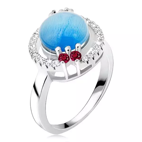 Gyűrű 925 ezüstből - cirkóniás karika, akvamarin kő - Nagyság_ 49