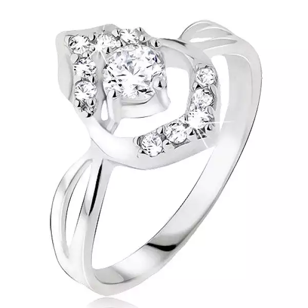 Gyűrű - kerek, átlátszó cirkónia, 925 ezüst - Nagyság_ 65