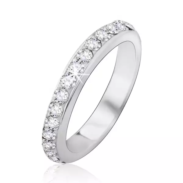 Ezüst gyűrű beültetett átlátszó kövekkel - Nagyság_ 58