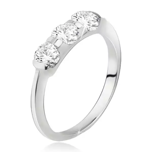 Gyűrű 925 ezüstből, szélesebb sáv beültetett, három kővel - Nagyság_ 54