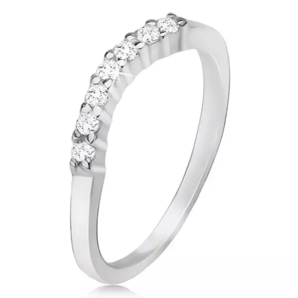 Gyűrű 925 ezüstből, átlátszó cirkóniás ív - Nagyság_ 59