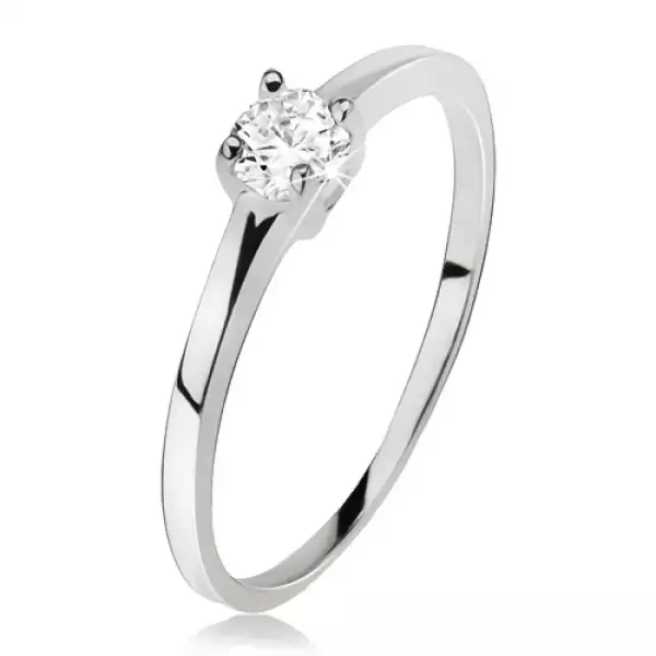 Sima gyűrű 925 ezüstből, kerek, átlátszó cirkónia foglalatban, négy karommal - Nagyság_ 58