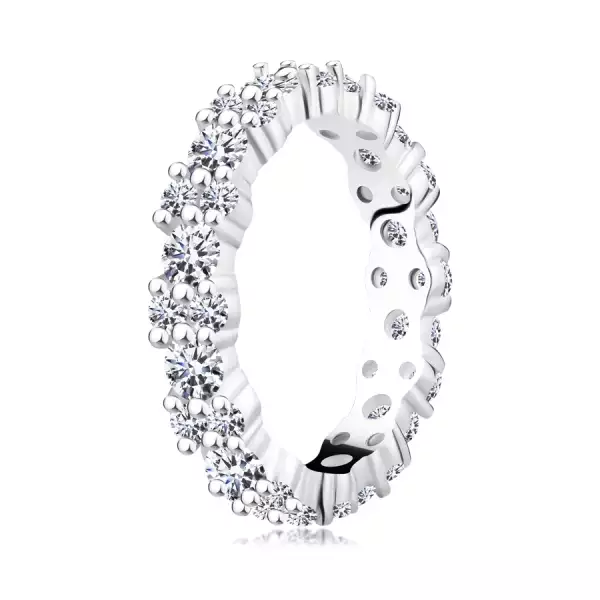 Átlátszó cirkóniás karikagyűrű 925 ezüstből, hullámos szélek - Nagyság_ 56