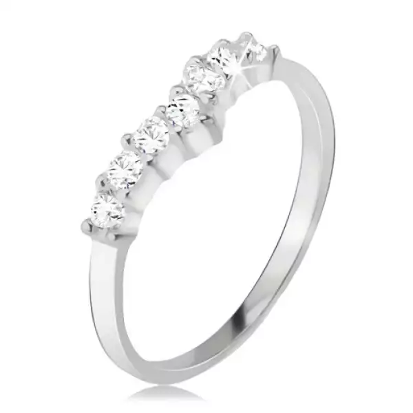 Gyűrű 925 ezüstből, átlátszó, cirkóniás csúcs, sima szárak - Nagyság_ 53