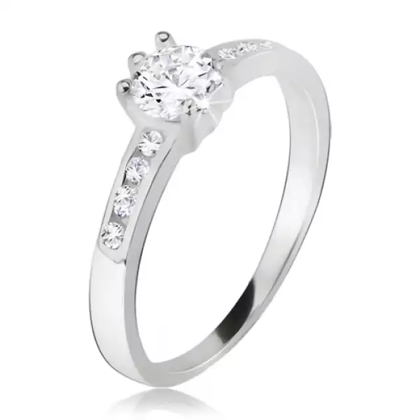 Gyűrű, kerek, átlátszó kő, kicsi cirkóniák a szárakon, 925 ezüstből - Nagyság_ 55