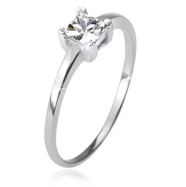 Gyűrű 925 ezüstből, négyzetes, átlátszó kő foglalatban - Nagyság_ 49