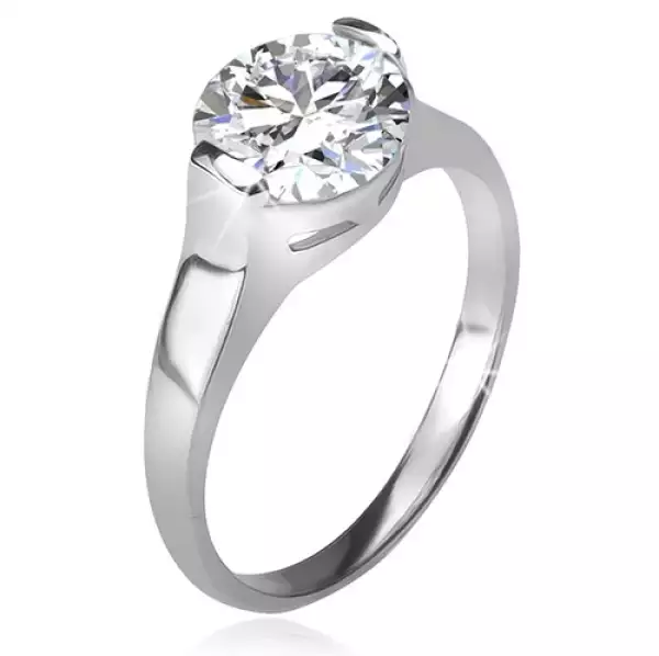 Gyűrű 925 ezüstből, kerek, átlátszó cirkónia foglalatban - Nagyság_ 49