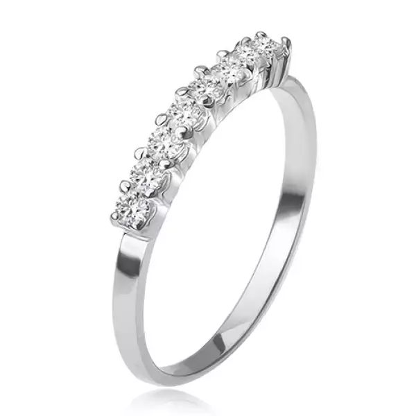 Gyűrű 925 ezüstből, foglalatos sáv átlátszó kövekkel - Nagyság_ 53