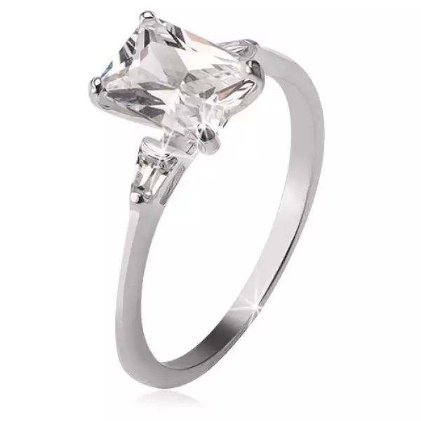 925 ezüst gyűrű, egy téglalap és két háromszög alakú kő - Nagyság_ 59