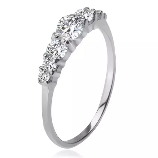 925 ezüst gyűrű, nagyobb és kisebb átlátszó cirkóniák foglalatban - Nagyság_ 50