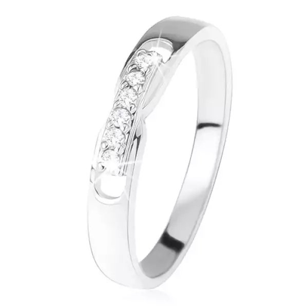 Gyűrű 925 ezüstből, dísz rész - vonal, átlátszó cirkóniákból, két bemetszés - Nagyság_ 49