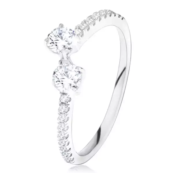 Gyűrű 925 ezüstből, kerek, átlátszó cirkóniákkal végződő szárak - Nagyság_ 64