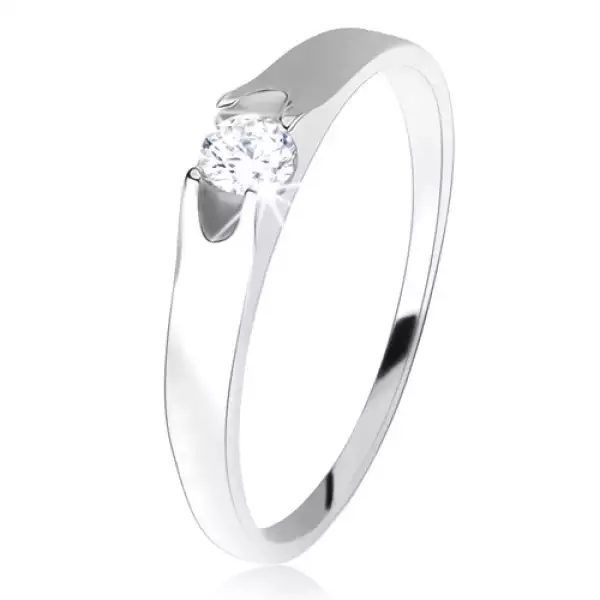 Gyűrű 925 ezüstből, kerek, átlátszó cirkónia, két kivágással az oldalain - Nagyság_ 64