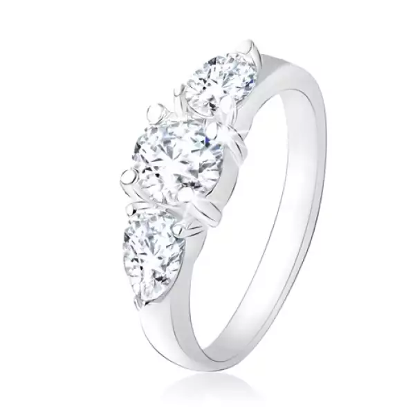 Gyűrű 925 ezüstből, átlátszó, kerek, kő, cirkóniás könnycsepp - Nagyság_ 50