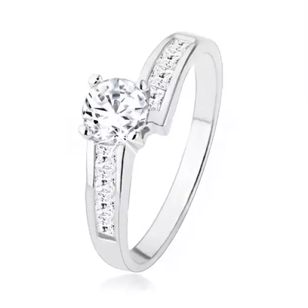 Csillogó gyűrű 925 ezüstből cirkóniás díszítéssel, nagy átlátszó kő - Nagyság_ 54