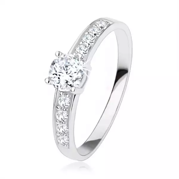 925 ezüst gyűrű, átlátszó cirkónia, nagy kerek cirkónia - Nagyság_ 54