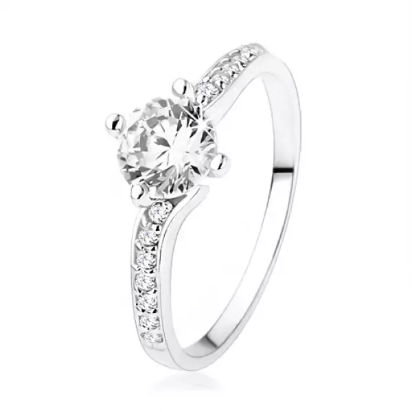 Gyűrű 925 ezüstből, kerek cirkóniával összekapcsolt szárak - Nagyság_ 59