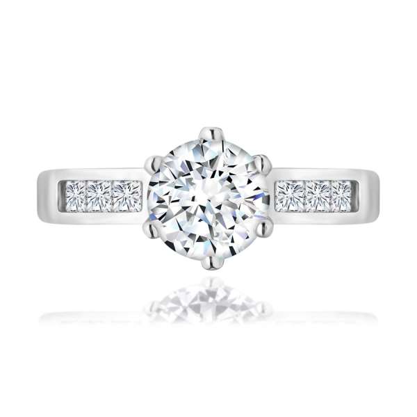 925 ezüst eljegyzési gyűrű. átlátszó cirkónia a foglalatban, díszített szárak  - Nagyság_ 55