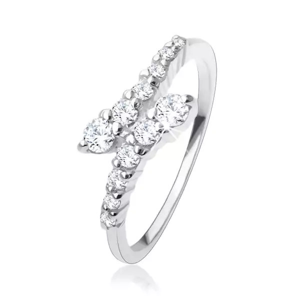 925 ezüst gyűrű, hajlított, átlátszó cirkóniás vonal - Nagyság_ 49