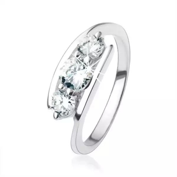 925 ezüst gyűrű, átlátszó cirkóniák a szárak között - Nagyság_ 56