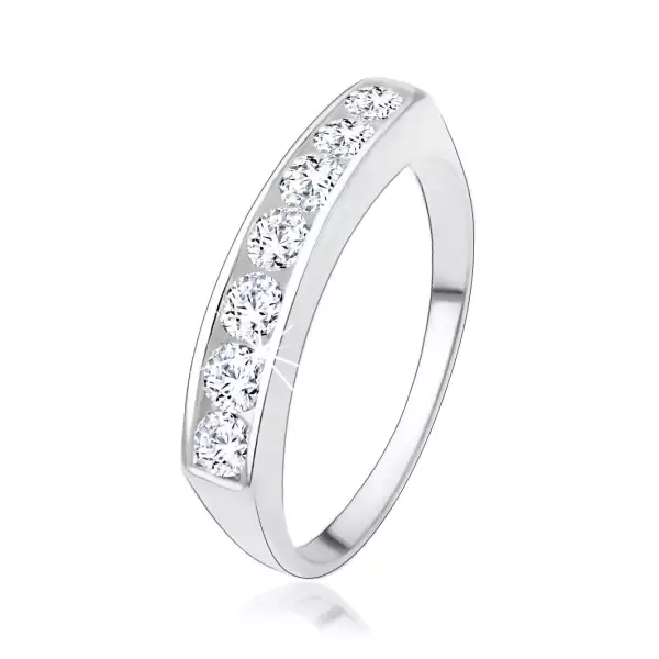 Eljegyzési gyűrű 925 ezüstből beültetett, átlátszó cirkóniákból álló vonallal - Nagyság_ 51