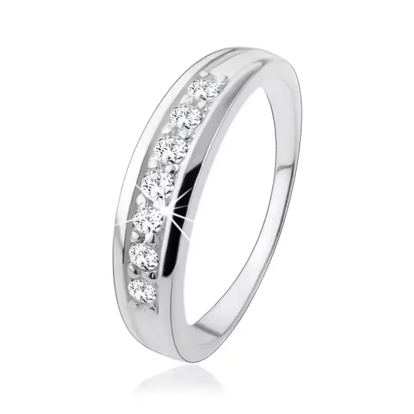 Eljegyzési gyűrű 925 ezüstből cirkóniás vonallal - Nagyság_ 60