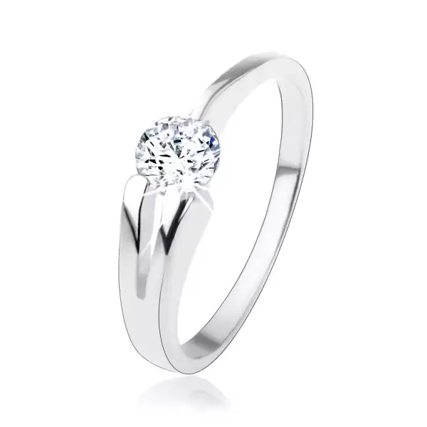 Gyűrű 925 ezüstből, átlátszó, kerek cirkónia, kettős szár - Nagyság_ 59