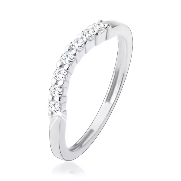 Gyűrű 925 ezüstből, szűk sima szárak, átlátszó cirkóniás félhold  - Nagyság_ 49