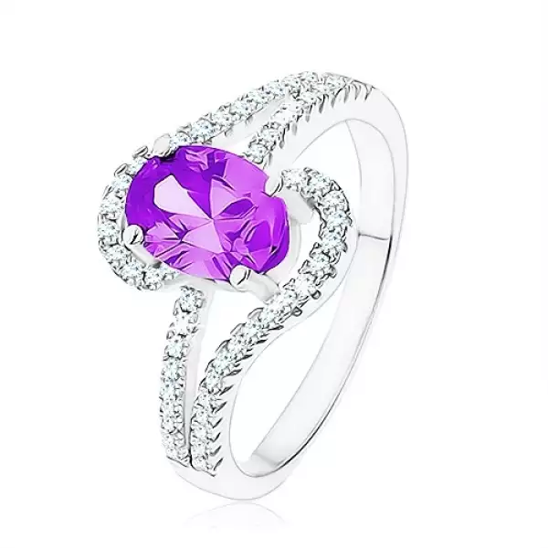 Gyűrű 925 ezüstből, tanzanit színű cirkónia, könnycsepp körvonalak - Nagyság_ 56