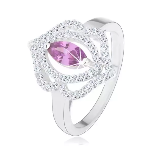 Gyűrű, 925 ezüst, cirkóniás búzaszem - tanzanit árnyalatban, dupla körvonallal - Nagyság_ 58